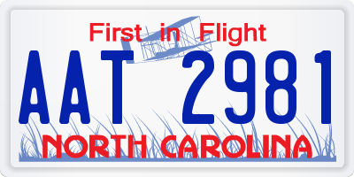 NC license plate AAT2981