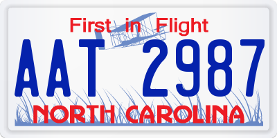 NC license plate AAT2987