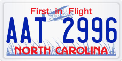 NC license plate AAT2996