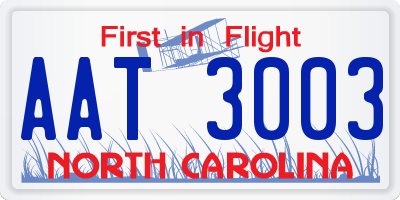 NC license plate AAT3003