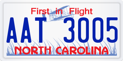 NC license plate AAT3005