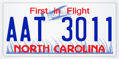 NC license plate AAT3011