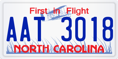 NC license plate AAT3018
