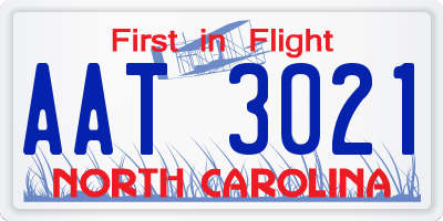 NC license plate AAT3021