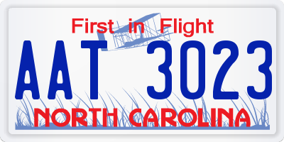 NC license plate AAT3023