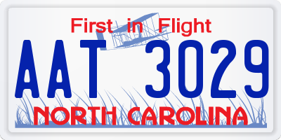 NC license plate AAT3029