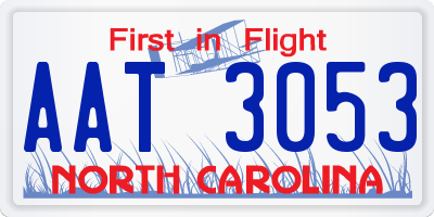 NC license plate AAT3053