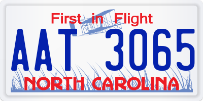 NC license plate AAT3065