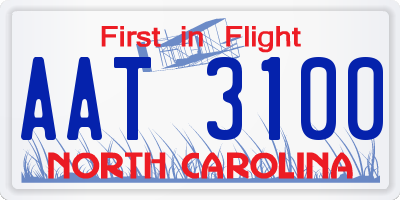 NC license plate AAT3100