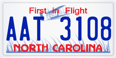NC license plate AAT3108