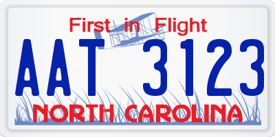 NC license plate AAT3123