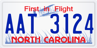NC license plate AAT3124