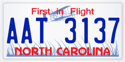 NC license plate AAT3137