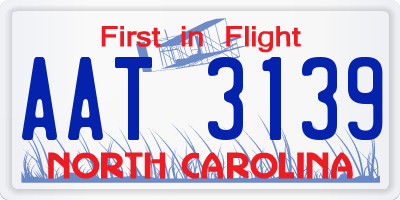 NC license plate AAT3139