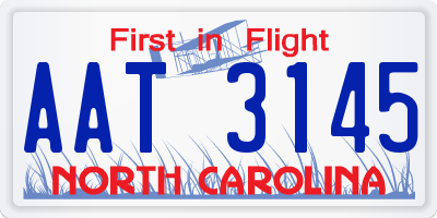 NC license plate AAT3145