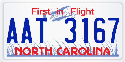 NC license plate AAT3167