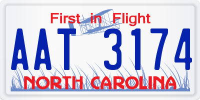 NC license plate AAT3174