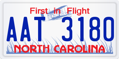 NC license plate AAT3180