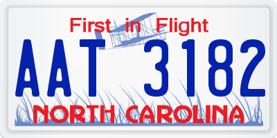NC license plate AAT3182