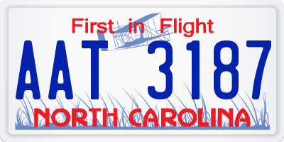 NC license plate AAT3187
