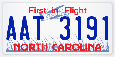NC license plate AAT3191