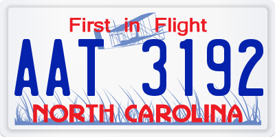 NC license plate AAT3192