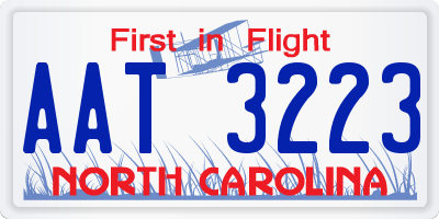 NC license plate AAT3223