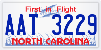 NC license plate AAT3229