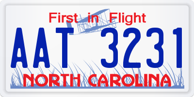 NC license plate AAT3231