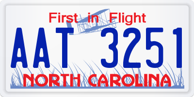 NC license plate AAT3251