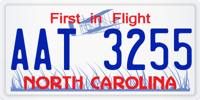 NC license plate AAT3255