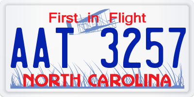 NC license plate AAT3257