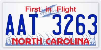 NC license plate AAT3263