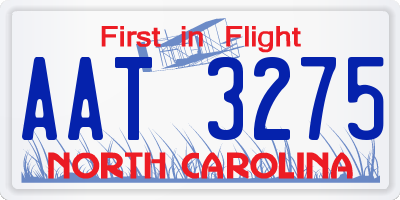NC license plate AAT3275
