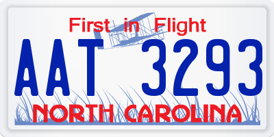 NC license plate AAT3293