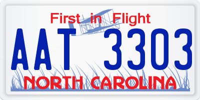 NC license plate AAT3303