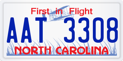 NC license plate AAT3308