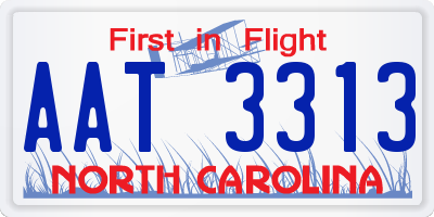 NC license plate AAT3313