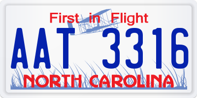 NC license plate AAT3316
