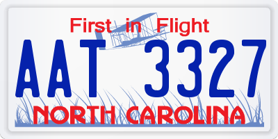 NC license plate AAT3327