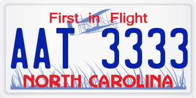 NC license plate AAT3333