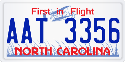 NC license plate AAT3356