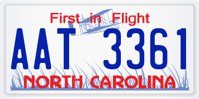 NC license plate AAT3361