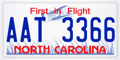 NC license plate AAT3366