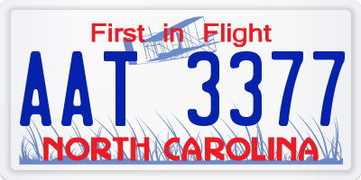 NC license plate AAT3377