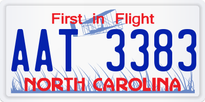 NC license plate AAT3383