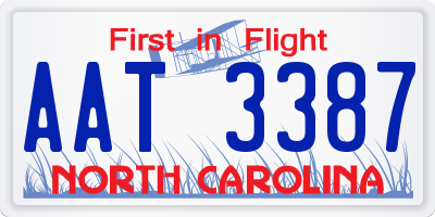 NC license plate AAT3387