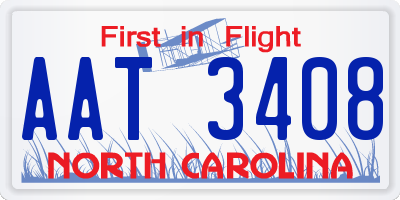 NC license plate AAT3408