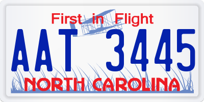 NC license plate AAT3445