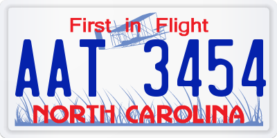 NC license plate AAT3454